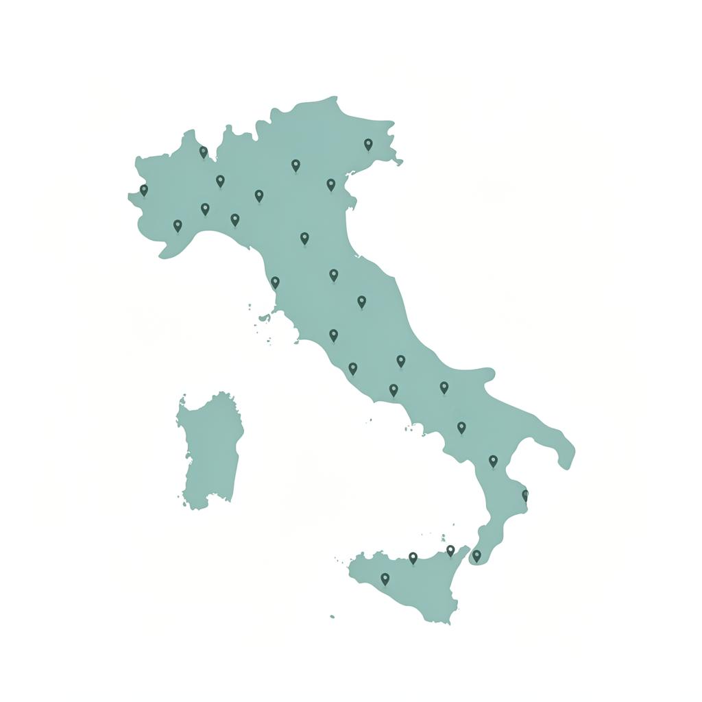 Mappa dell'Italia con studi partner